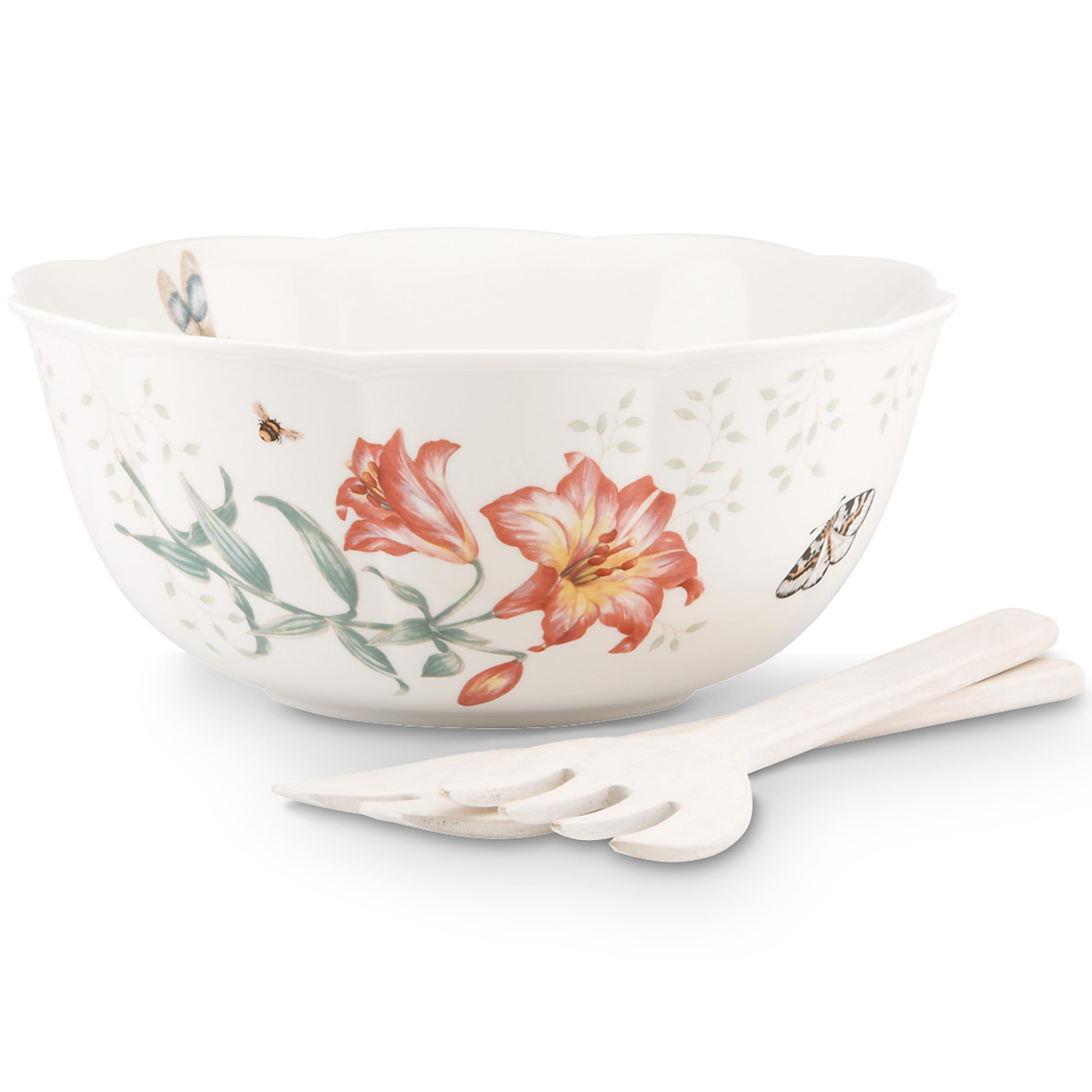 Amazon.com | Lenox Butterfly Meadow Salad Bowl & Servers, 4.10 LB
